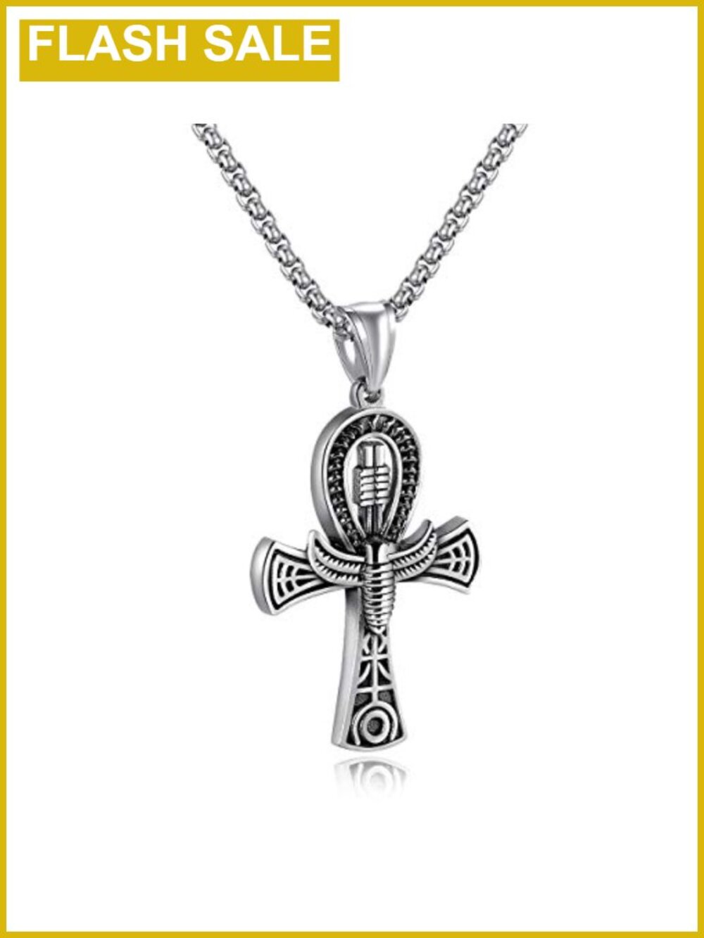 Ancient Egyptian Coptic Ankh Cross Pendant Necklace Stainless Steel